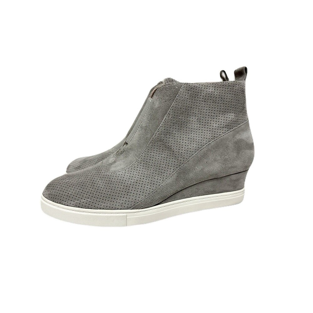 NEW Linea Paolo Anna Womens Size 9 Wedge Sneaker Bootie Gray Perforated Suede - Picture 4 of 9